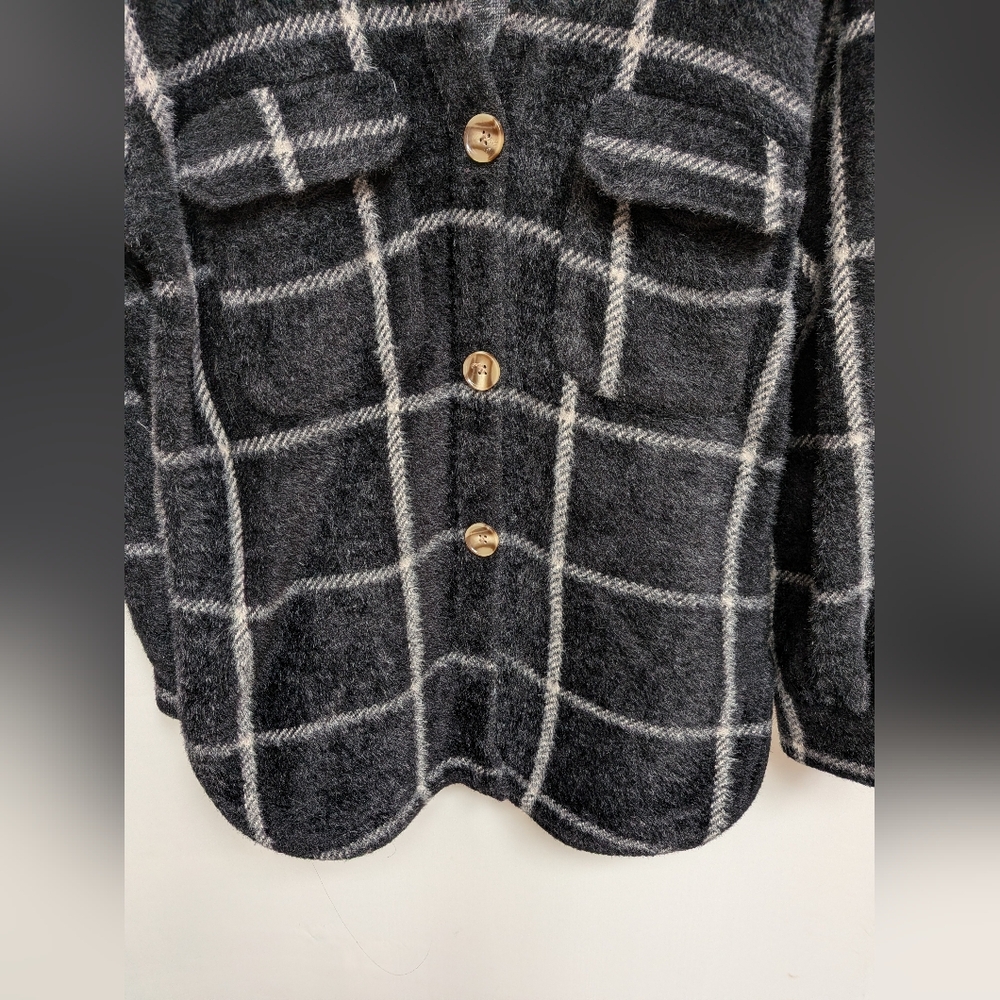 Z Supply Black White Plaid Tucker Shirt Jacket Relaxed Fit Size XS - Picture 8 of 15